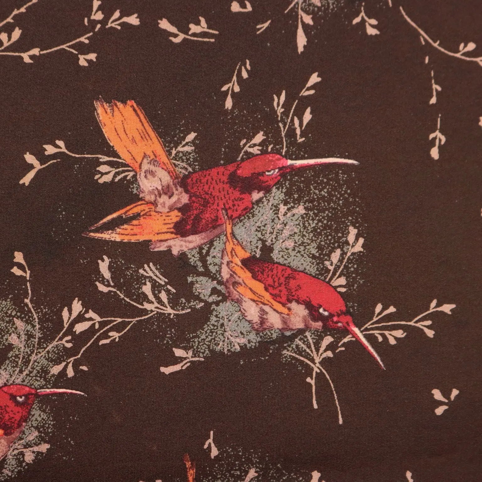 Vintage Gucci Scarf Silk with Brown Colibri Italy 1960s