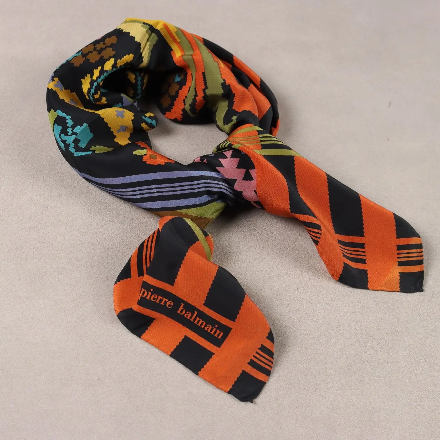 Pierre Balmain Vintage Scarf Coloured Silk France 1960s-1970s | Clothing & House Linens | Vintage
