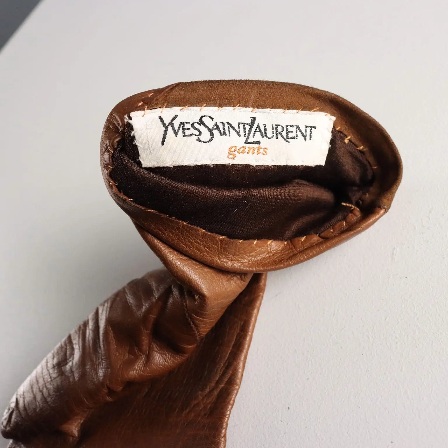 Yves Saint Laurent Vintage Gloves Leather Silk Suede France 1980s