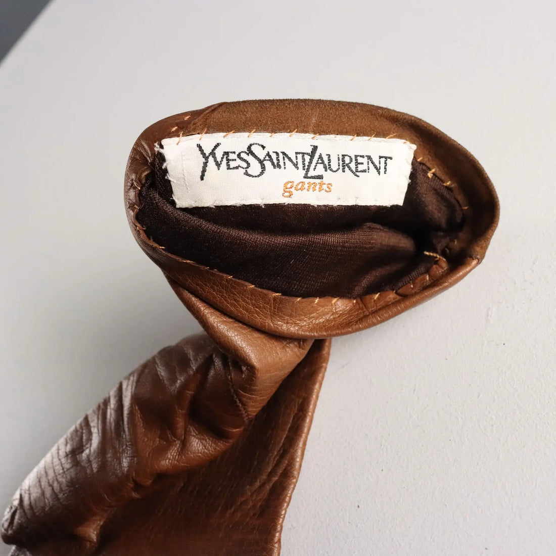 Yves Saint Laurent Vintage Gloves Leather Silk Suede France 1980s