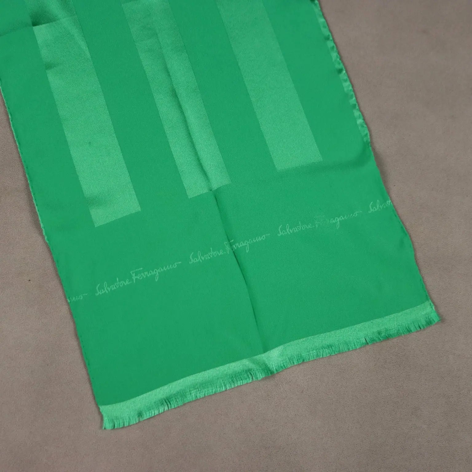 Ferragamo Vintage Scarf Pure Green Silk Italy 1980s | Clothing & House Linens | Vintage