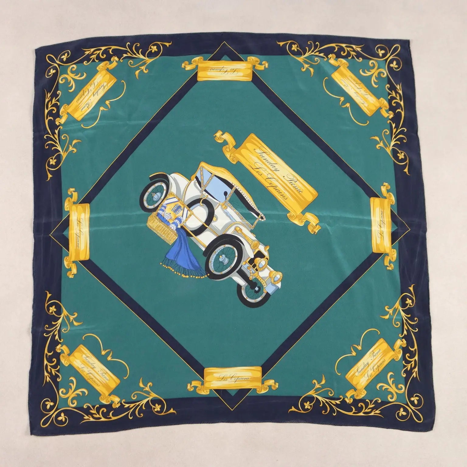 Vintage Scarf Les Copains Sunday Picnic Italy 1980s-1990s | Clothing & House Linens | Vintage