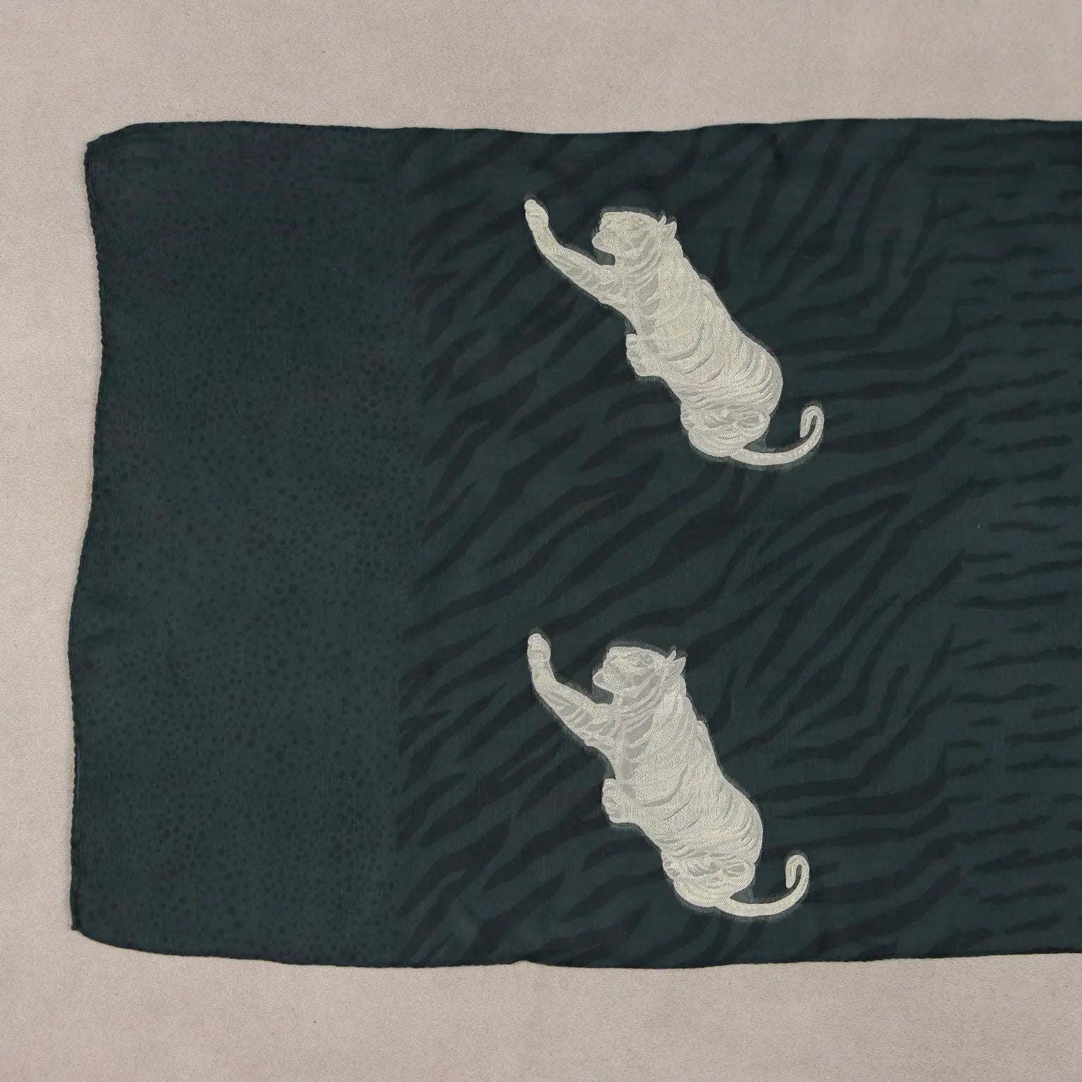 Vintage Krizia Scarf Black Silk Tigers Italy 1980s | Clothing & House Linens | Vintage