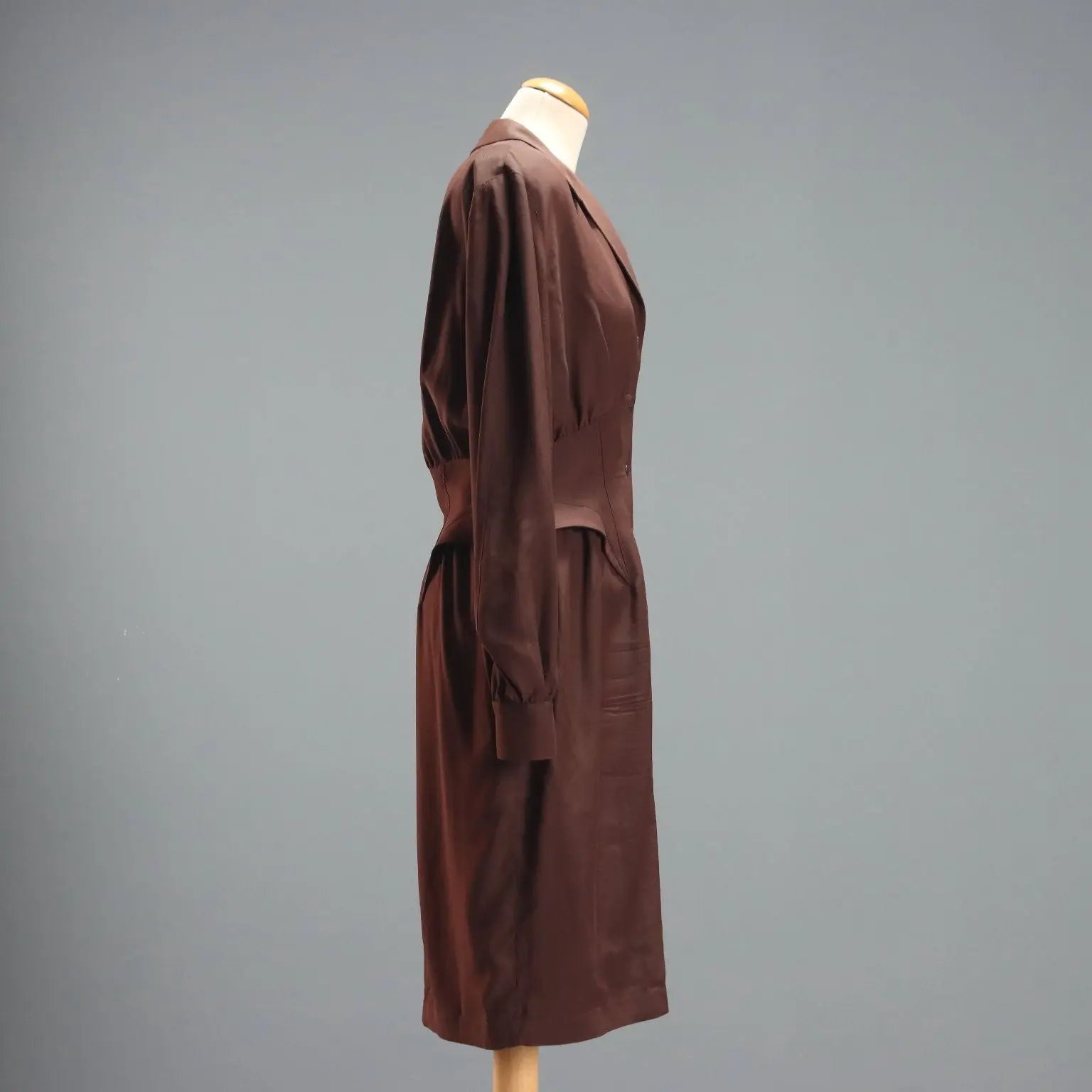 Thierry Mugler Brown Vintage Dress UK Size 10/12 France 1980s - UK Size 10/12 | Clothing & House Linens | Vintage
