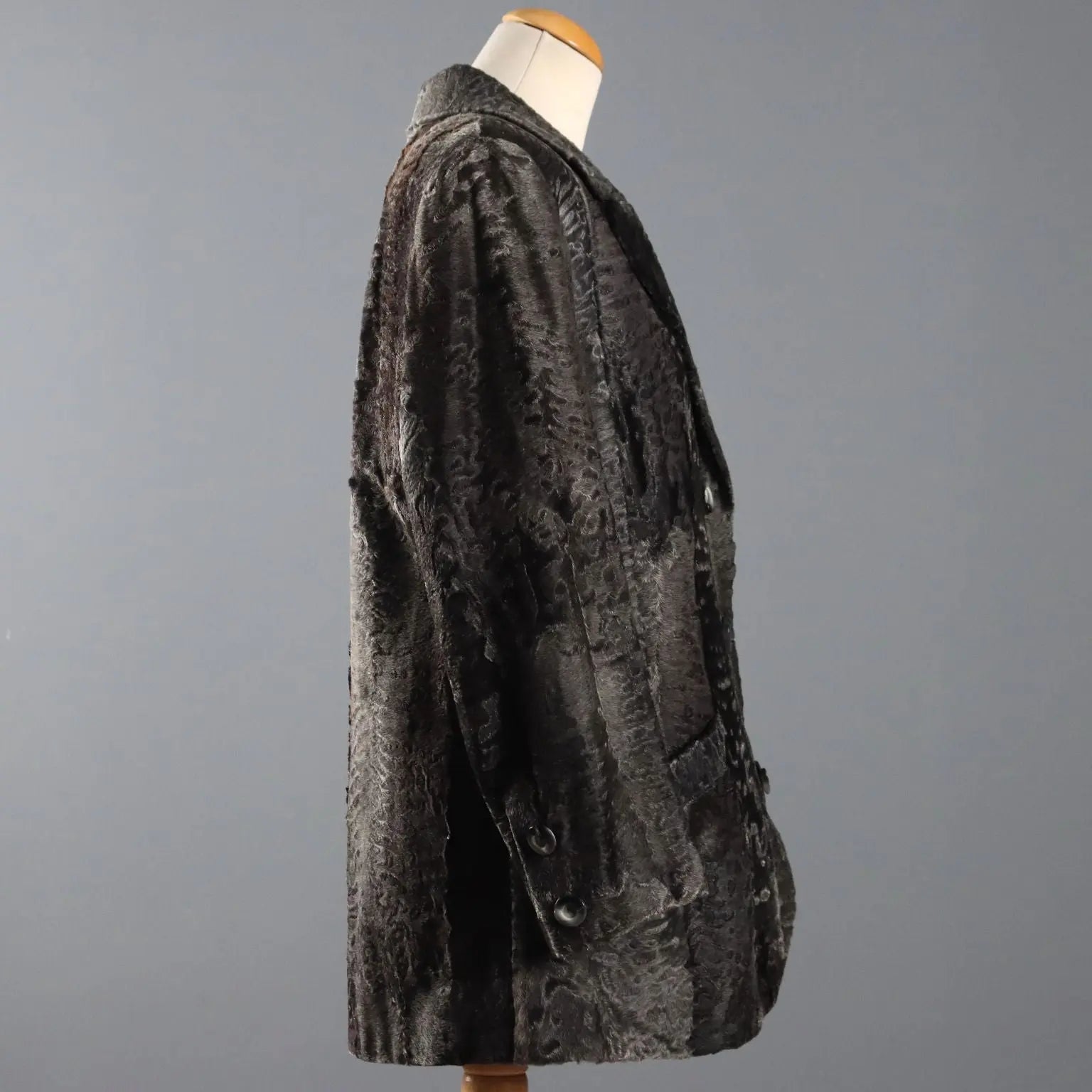 Vintage Grey Astrakhan Jacket Serra Mengoli UK Size 14 80s-90s - UK Size 14 | Clothing & House Linens | Vintage