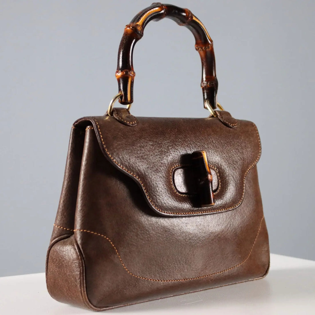 Gucci Vintage Bamboo Bag Brown Leather Italy 1950s-60s