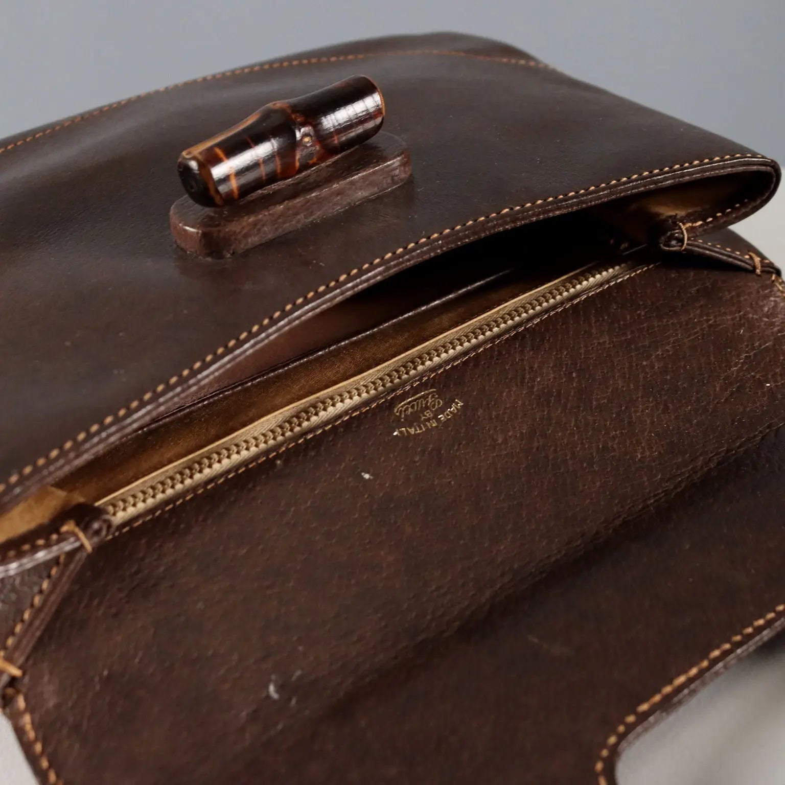 Gucci Vintage Bamboo Bag Brown Leather Italy 1950s-60s