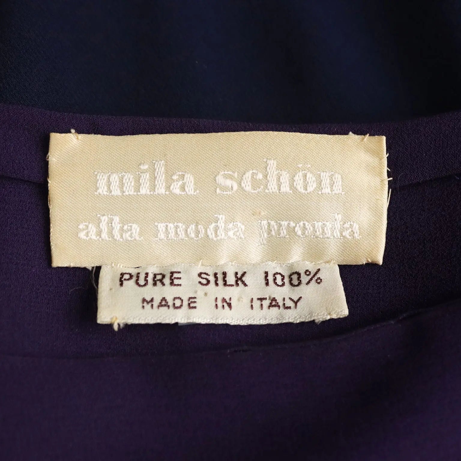 Mila Schön Vintage Dress Silk UK Size 12/14 1970s-1980s