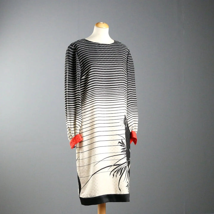 Mila Schön Silk Dress with Panther Print Silk UK Size 14 Italy 1980s