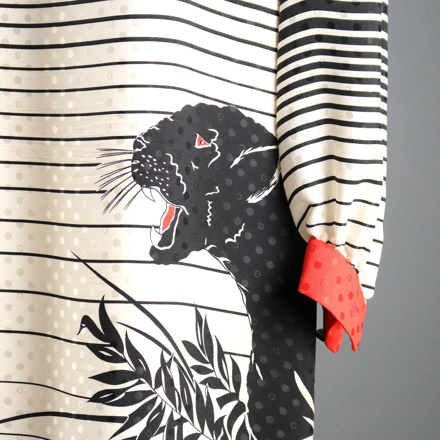 Mila Schön Silk Dress with Panther Print Silk UK Size 14 Italy 1980s