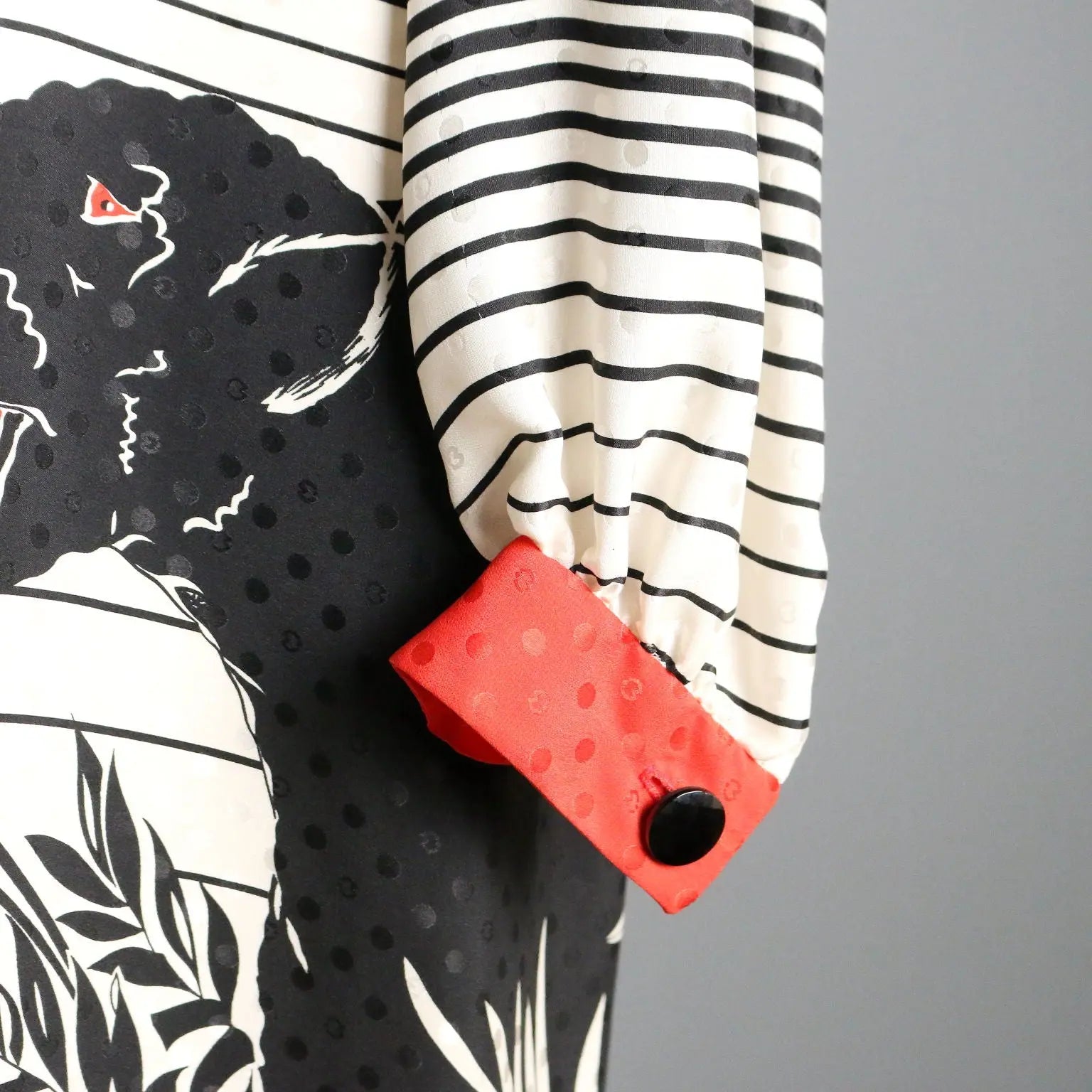 Mila Schön Silk Dress with Panther Print Silk UK Size 14 Italy 1980s