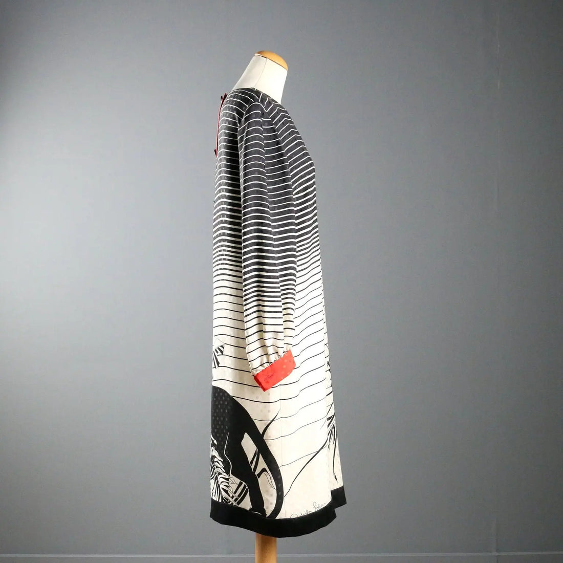 Mila Schön Silk Dress with Panther Print Silk UK Size 14 Italy 1980s