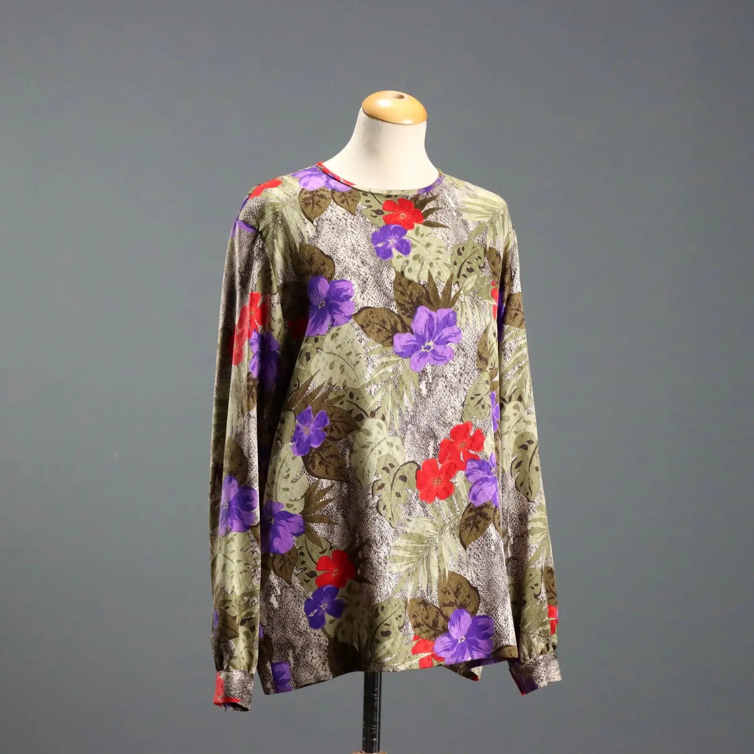 Mila Schön Shirt Animalier Print Silk UK Size 14 Italy 1980s-1990s