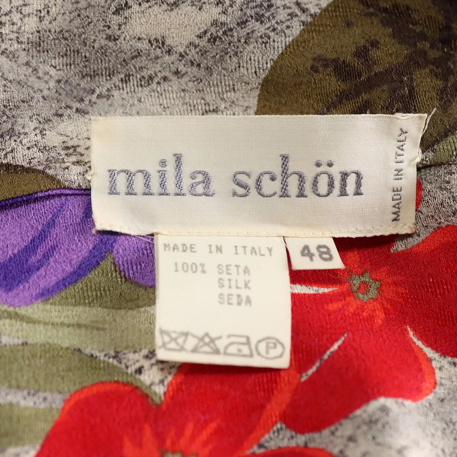 Mila Schön Shirt Animalier Print Silk UK Size 14 Italy 1980s-1990s