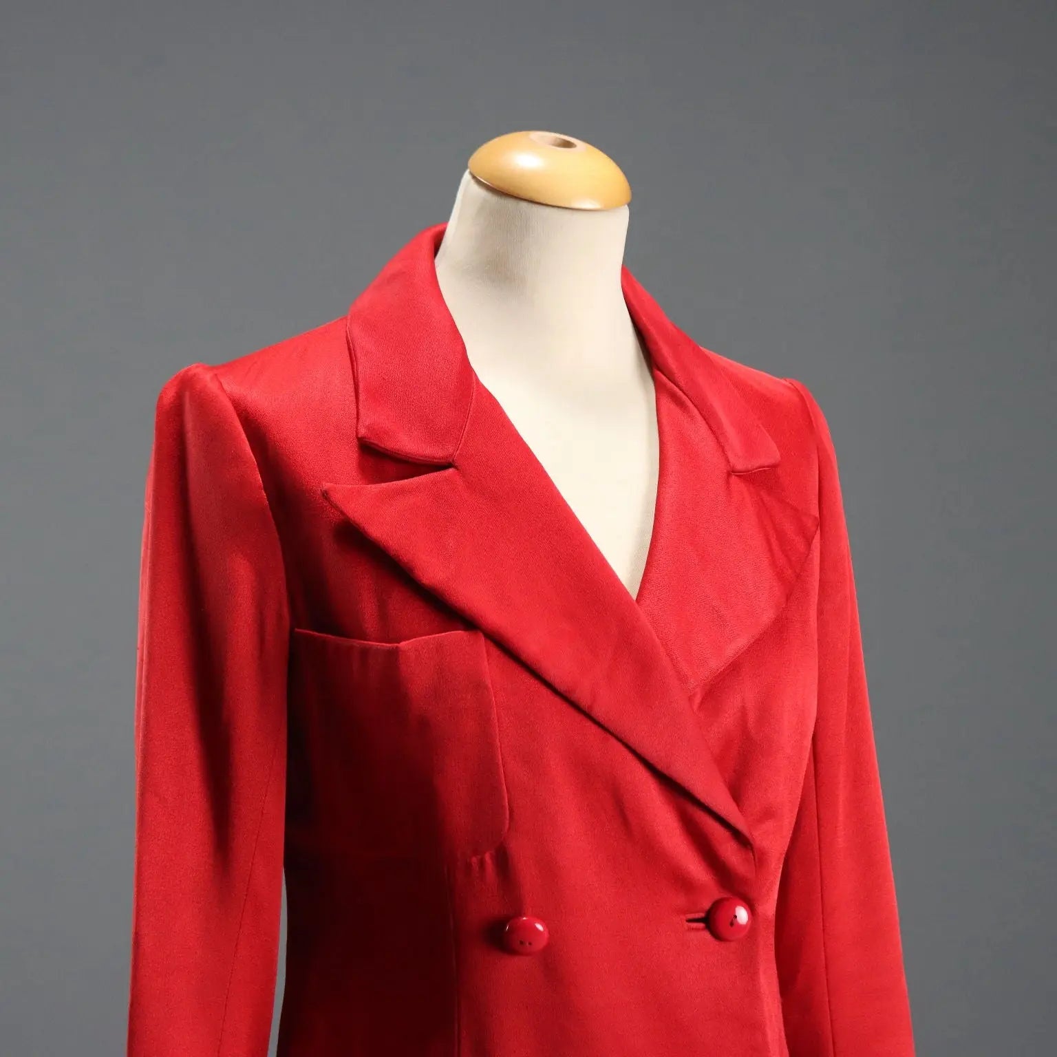 Valentino Boutique Red Satin Jacket UK Size 10/12 1970s-1980s