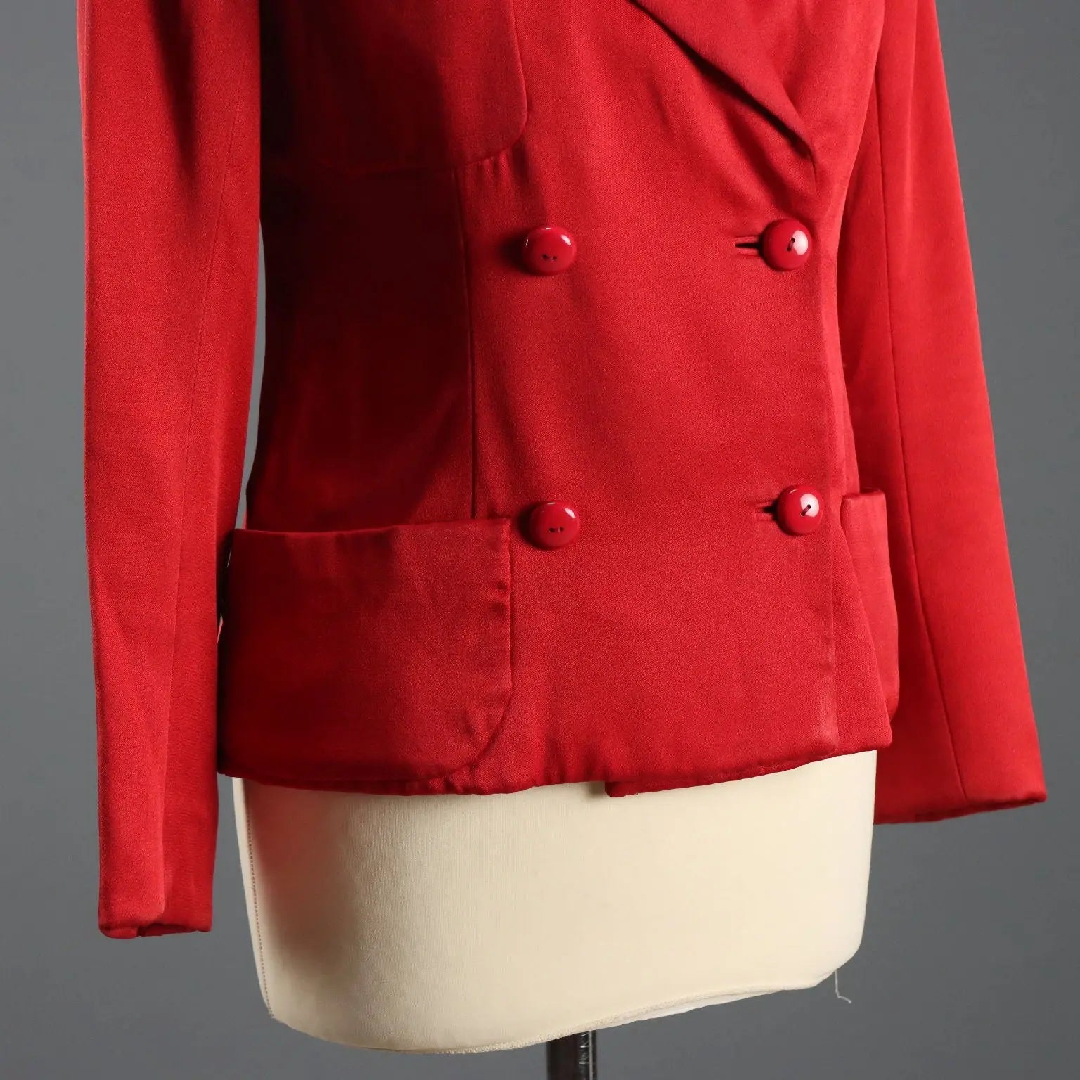 Valentino Boutique Red Satin Jacket UK Size 10/12 1970s-1980s