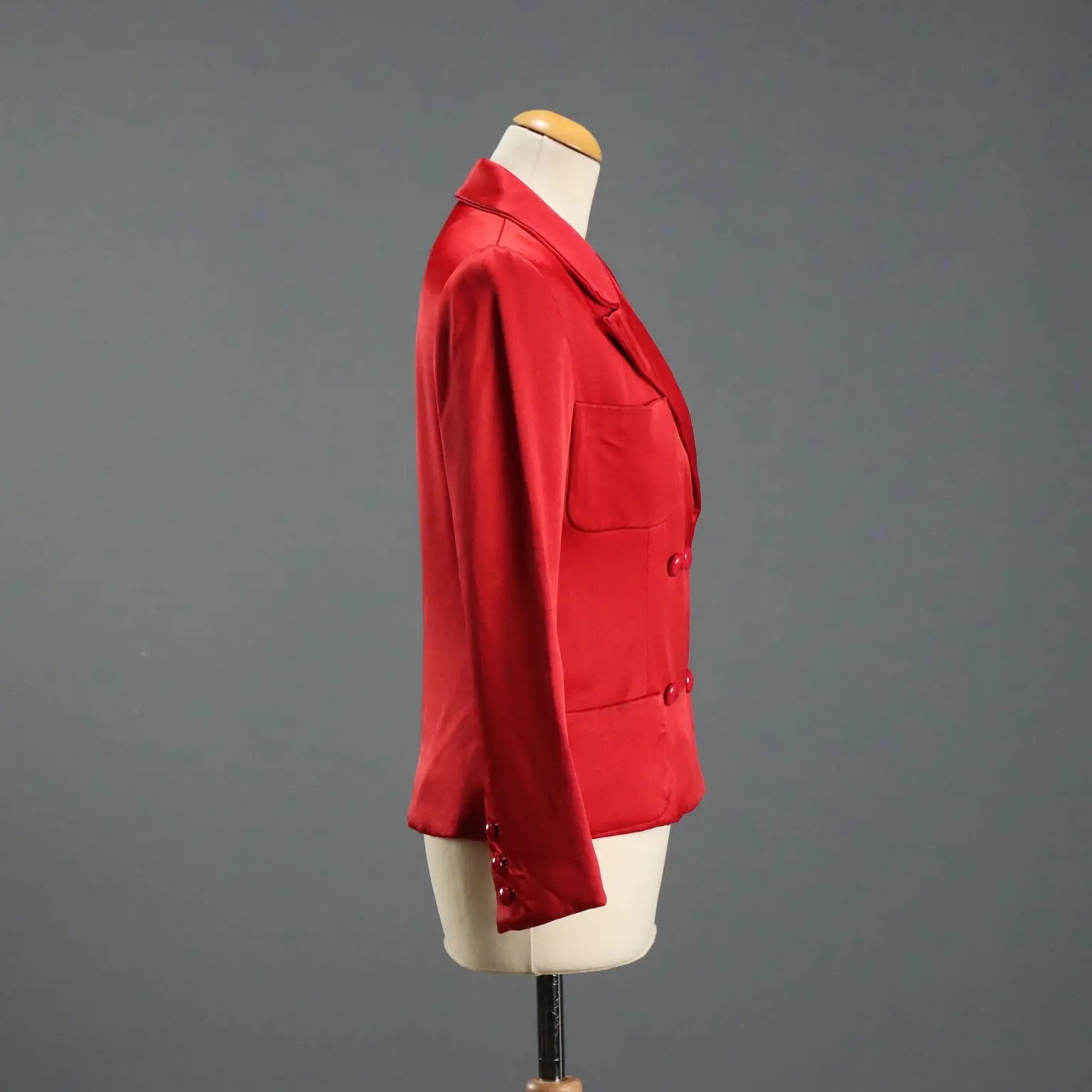 Valentino Boutique Red Satin Jacket UK Size 10/12 1970s-1980s
