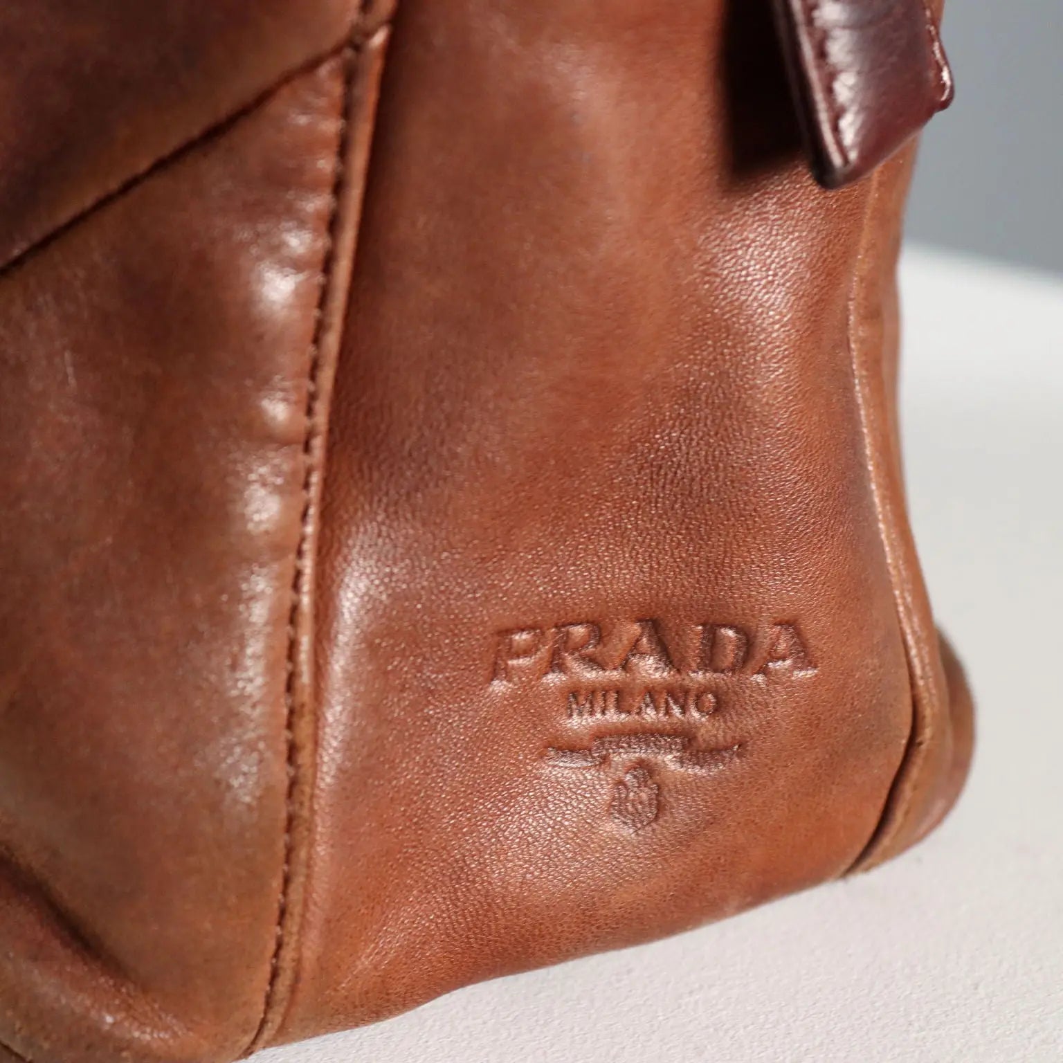 Vintage Prada Bag Brown Leather Italy 1980s-1990s