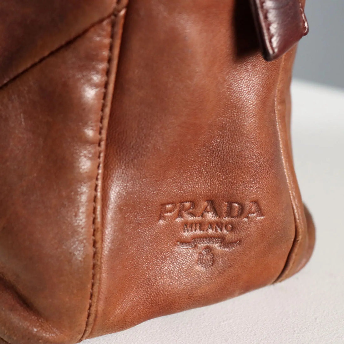 Vintage Prada Bag Brown Leather Italy 1980s-1990s