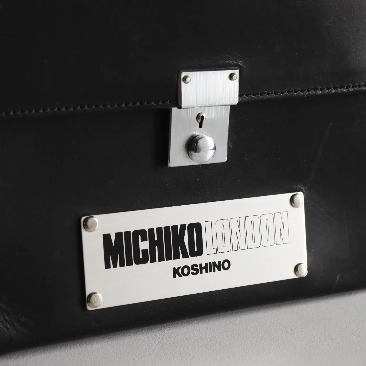 Black Leather Cyberpunk Bag Michiko Koshino Vintage UK 1990s