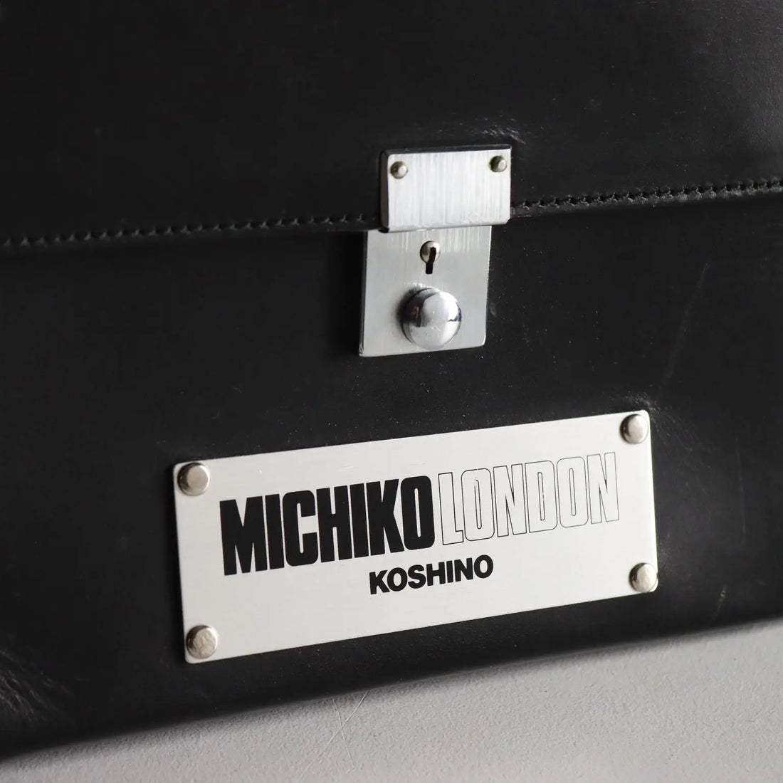 Black Leather Cyberpunk Bag Michiko Koshino Vintage UK 1990s