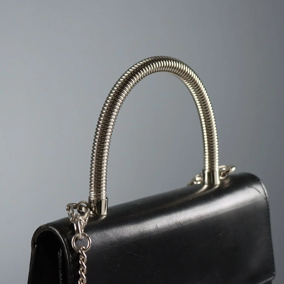 Black Leather Cyberpunk Bag Michiko Koshino Vintage UK 1990s