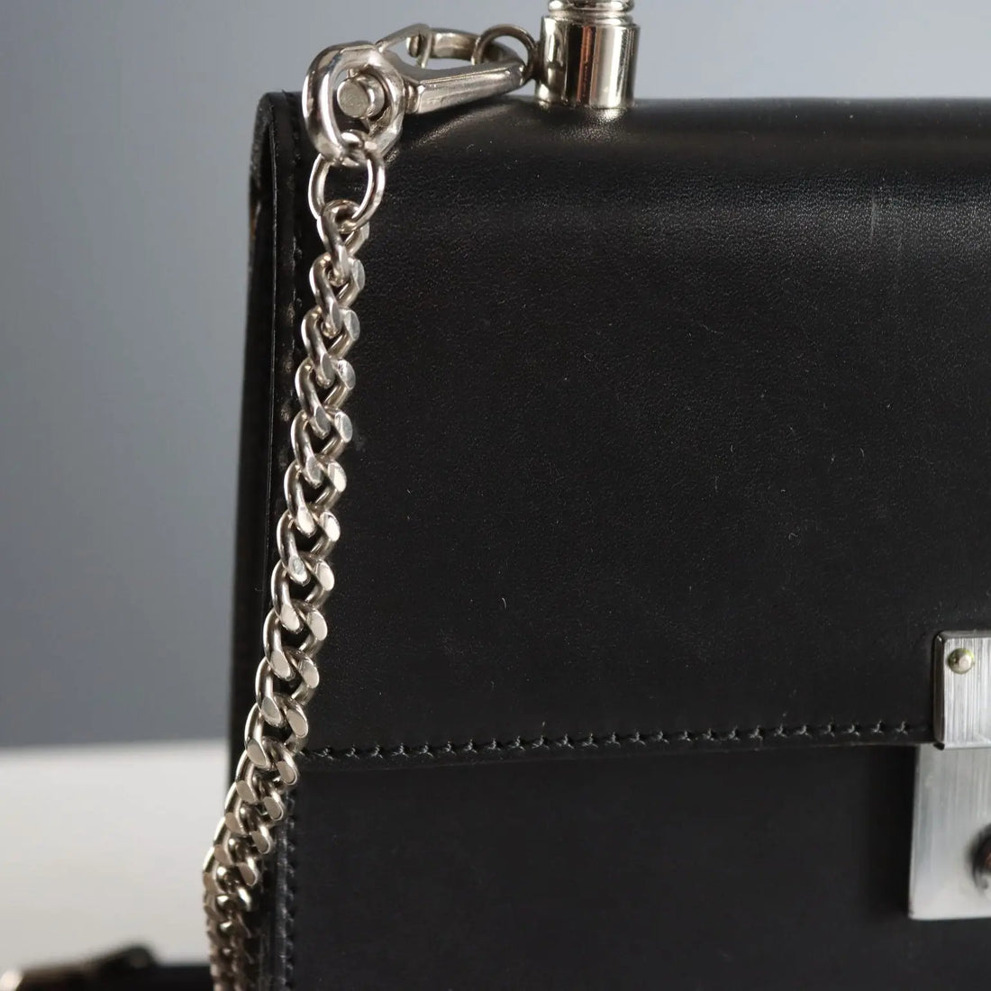 Black Leather Cyberpunk Bag Michiko Koshino Vintage UK 1990s