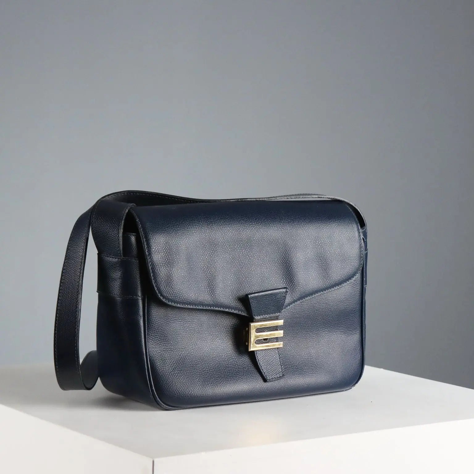 Etro Vintage Bag Blue Leather Suede Italy 1980s-1990s