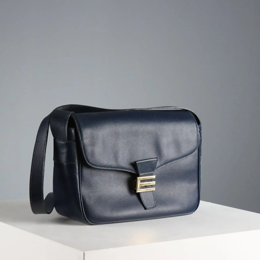 Etro Vintage Bag Blue Leather Suede Italy 1980s-1990s