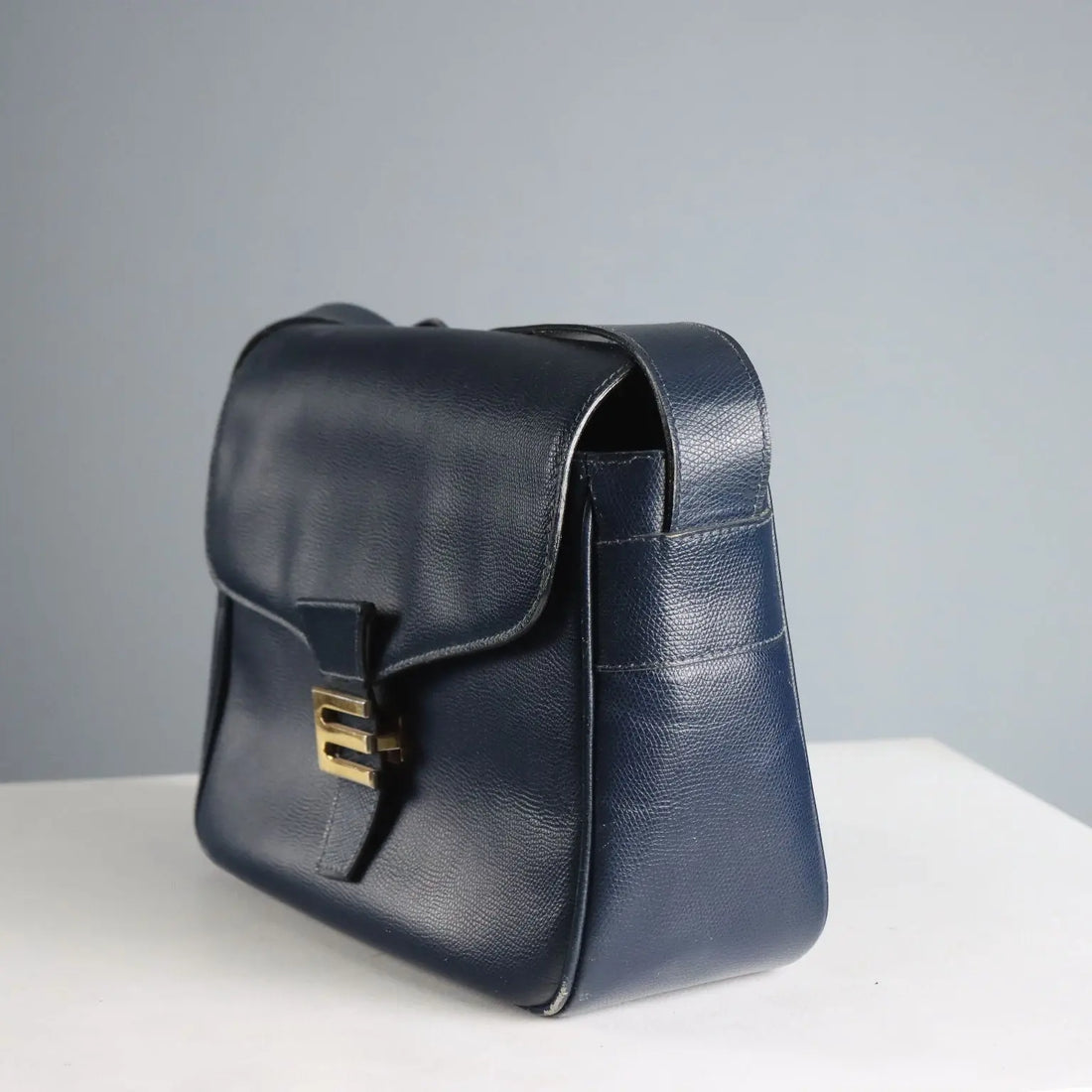 Etro Vintage Bag Blue Leather Suede Italy 1980s-1990s