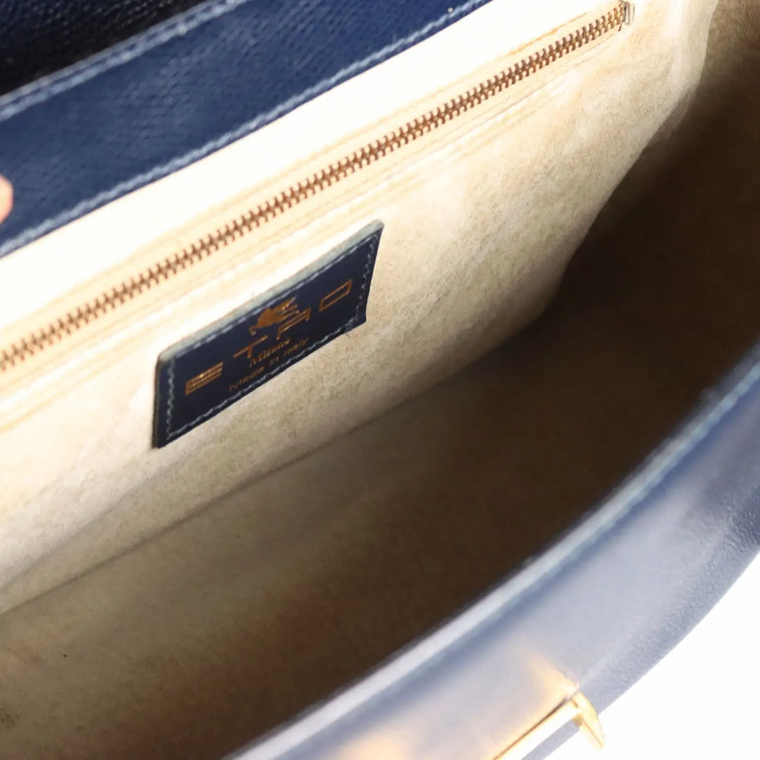 Etro Vintage Bag Blue Leather Suede Italy 1980s-1990s