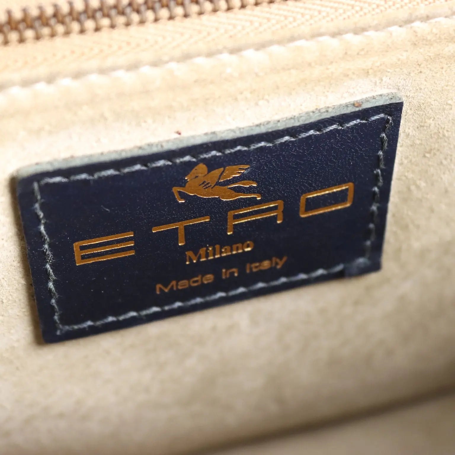 Etro Vintage Bag Blue Leather Suede Italy 1980s-1990s