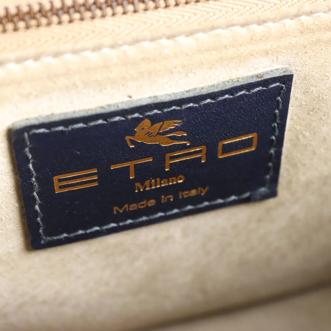 Etro Vintage Bag Blue Leather Suede Italy 1980s-1990s