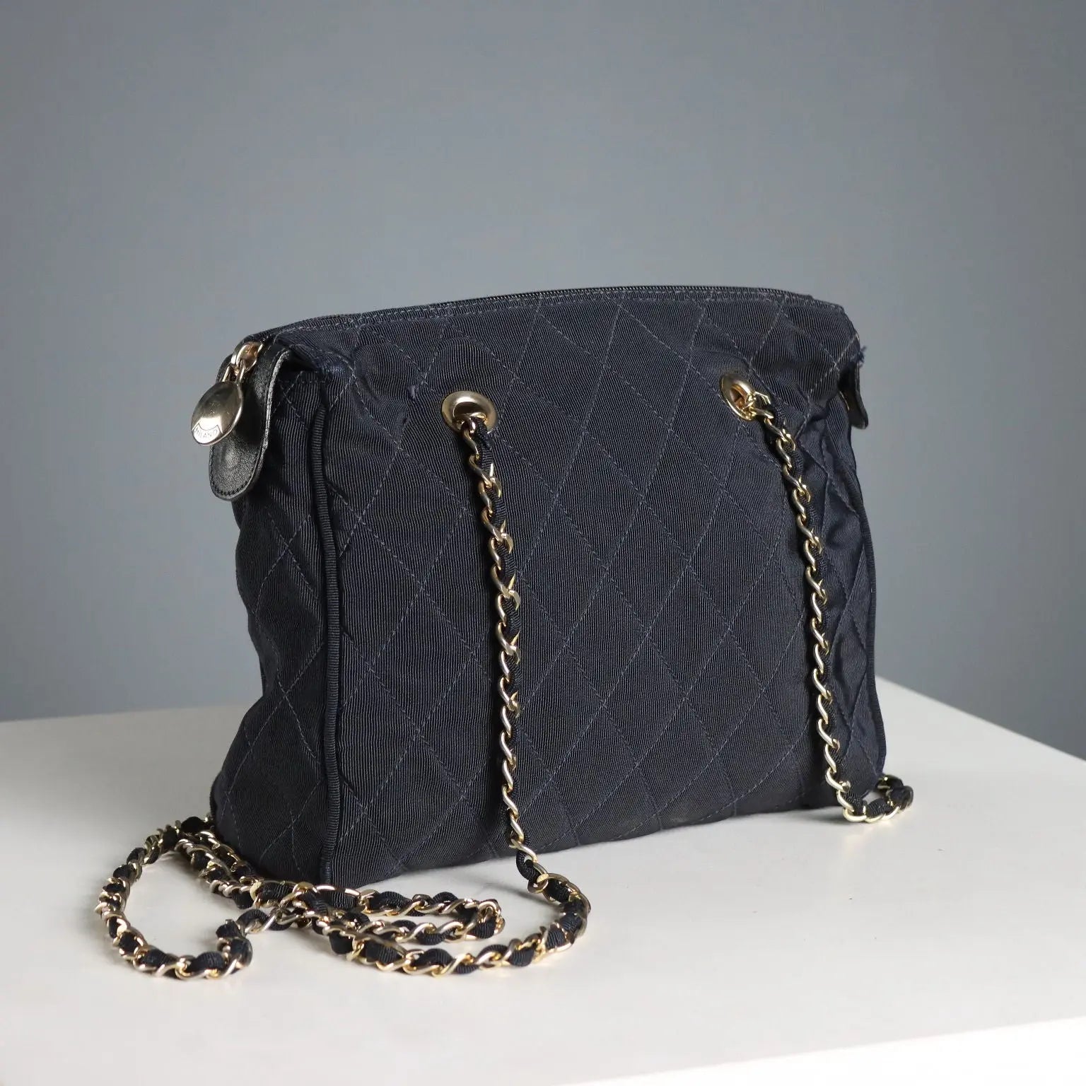 Vintage Bag Gianni Castellari Blue Nylon Italy 1980s-1990s