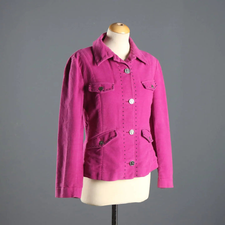 Vintage Versace Jacket Velvet Studs UK Size 14 1990s