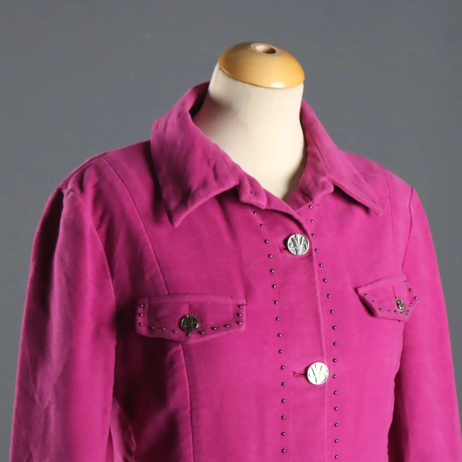 Vintage Versace Jacket Velvet Studs UK Size 14 1990s