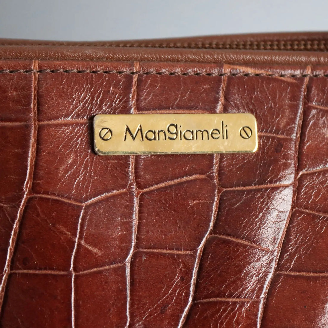 Mangiameli Brown Leather Handbag Vintage Italy 1960s