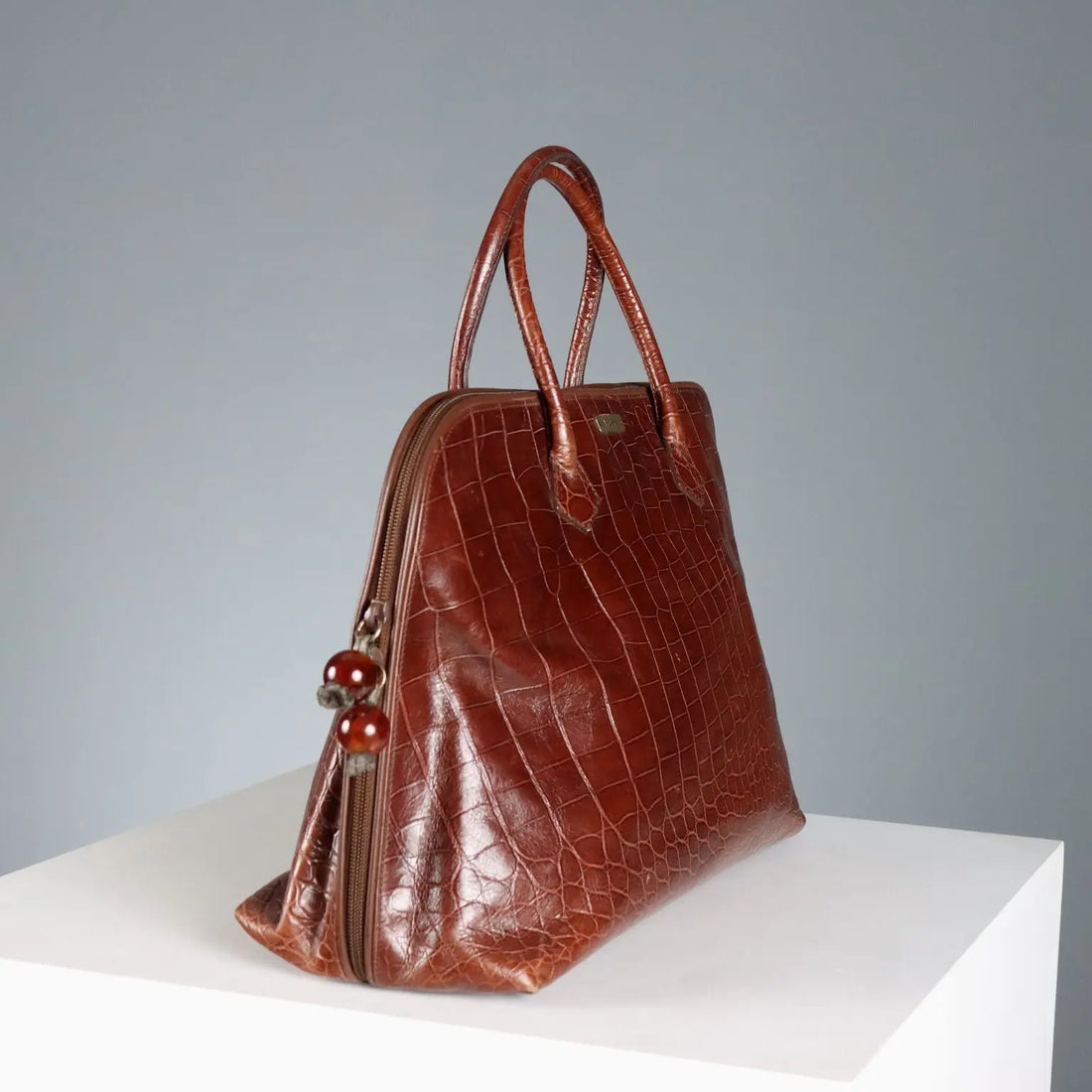 Mangiameli Brown Leather Handbag Vintage Italy 1960s