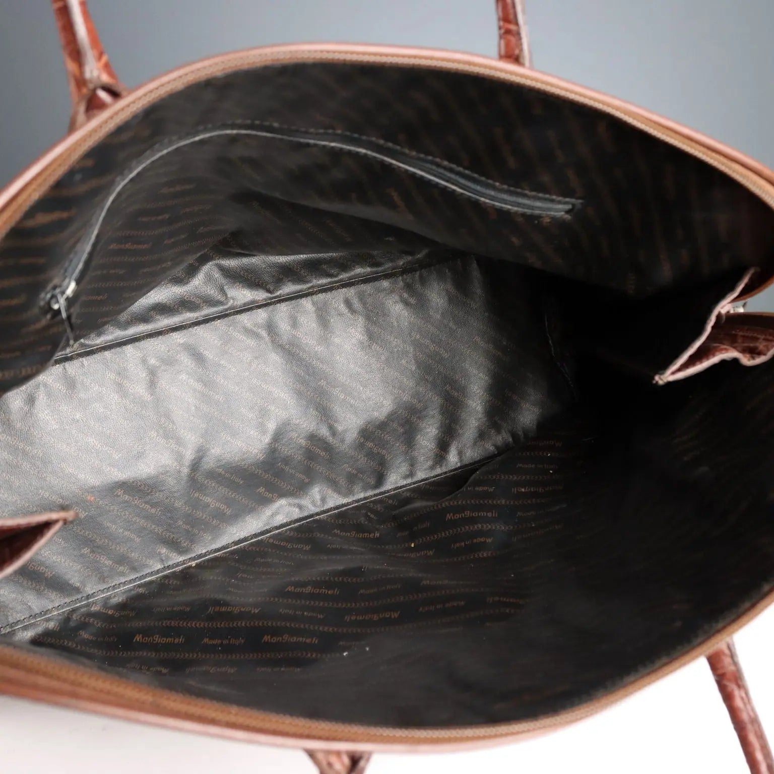Mangiameli Brown Leather Handbag Vintage Italy 1960s