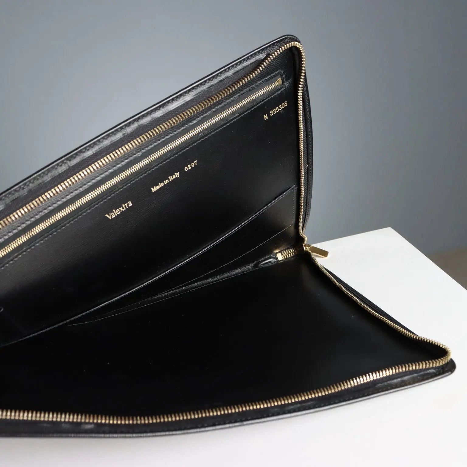 Valextra Vintage Black Leather Document Holder 1990s