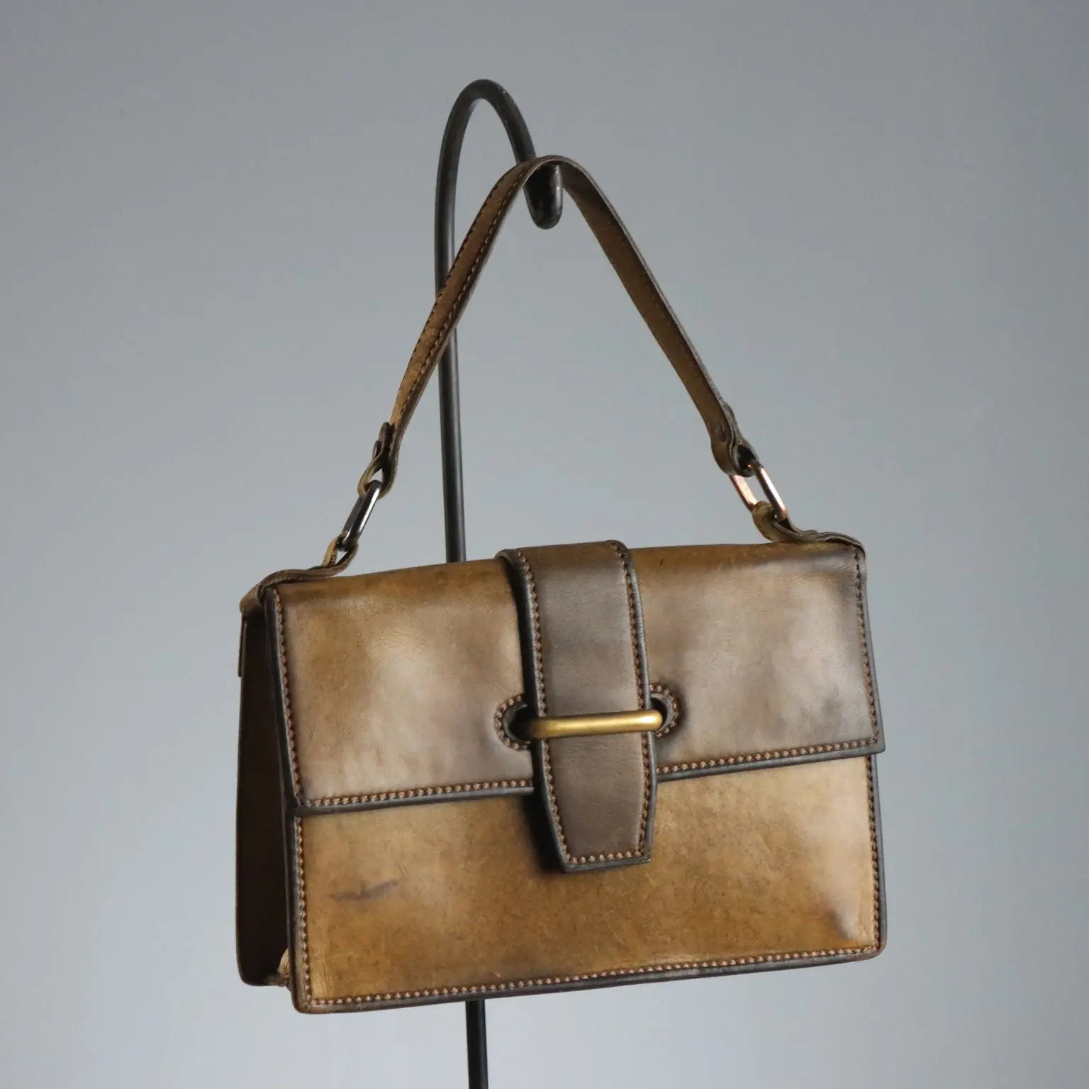 Vintage Handmade Bag Scarabeo Leather Italy 1960s-1970s