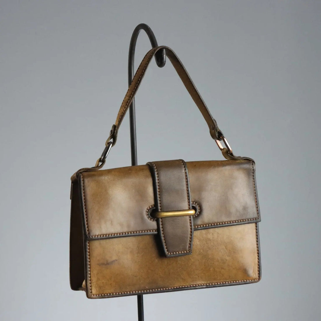Vintage Handmade Bag Scarabeo Leather Italy 1960s-1970s