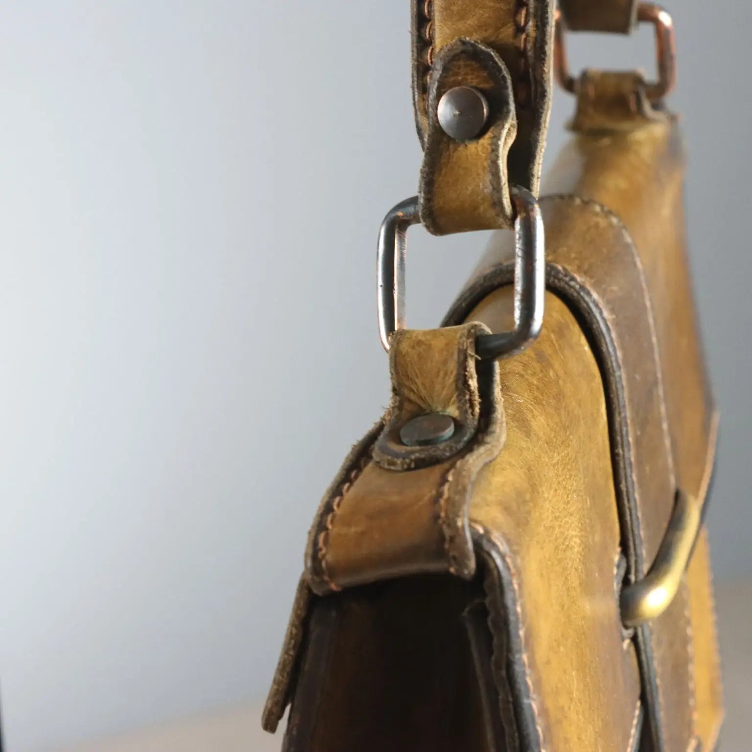 Vintage Handmade Bag Scarabeo Leather Italy 1960s-1970s