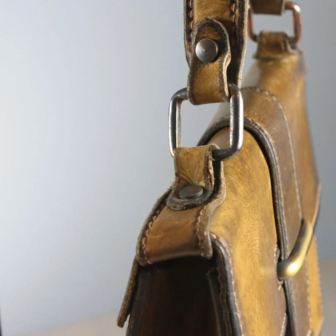 Vintage Handmade Bag Scarabeo Leather Italy 1960s-1970s