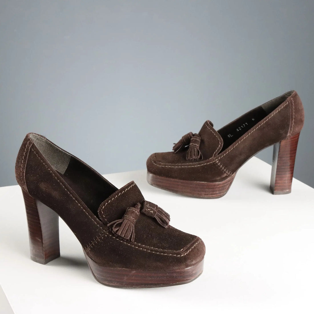 Stuart Weitzman Mocassins Vintage Suede Leather UK Size 3,5 1990s