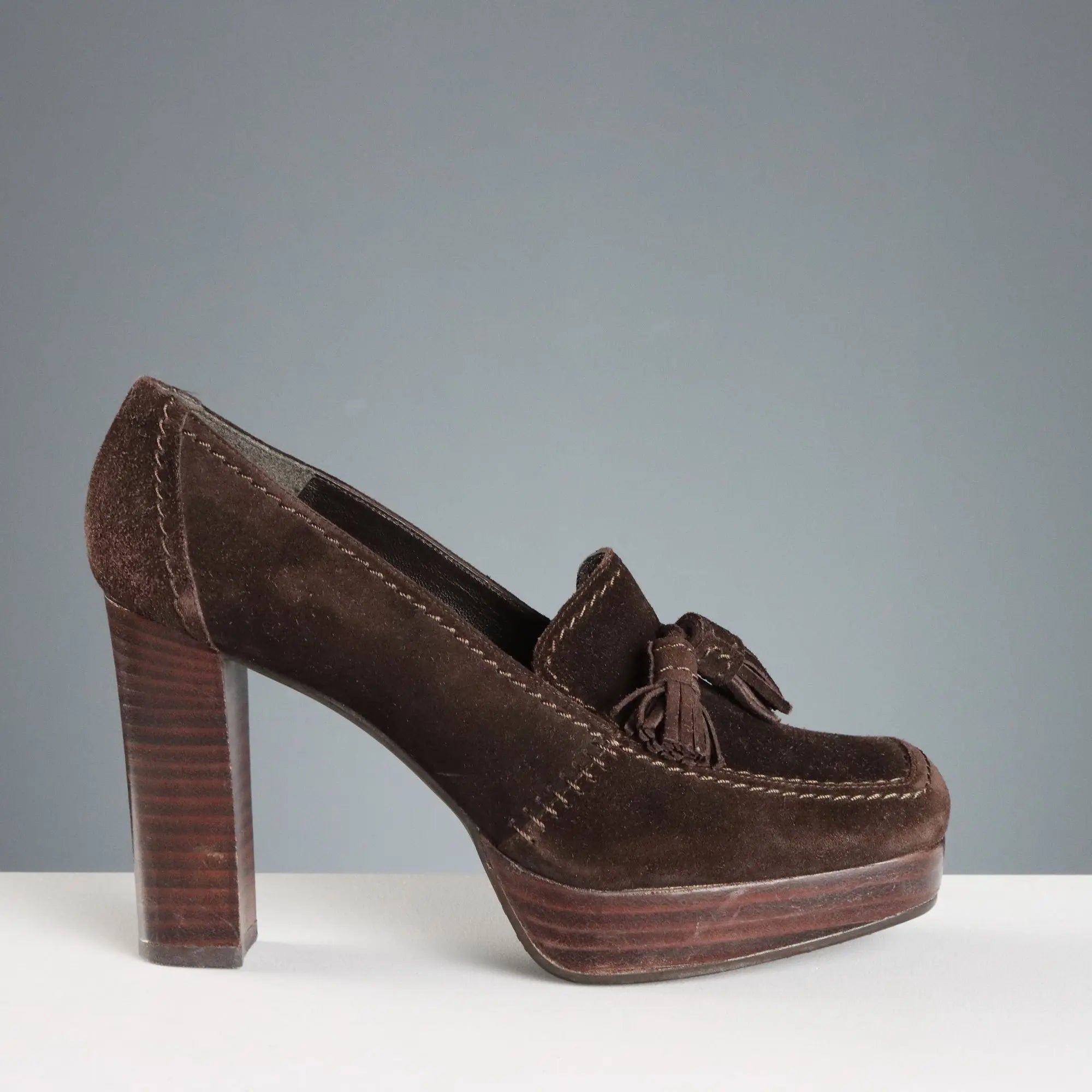 Stuart Weitzman Mocassins Vintage Suede Leather UK Size 3,5 1990s
