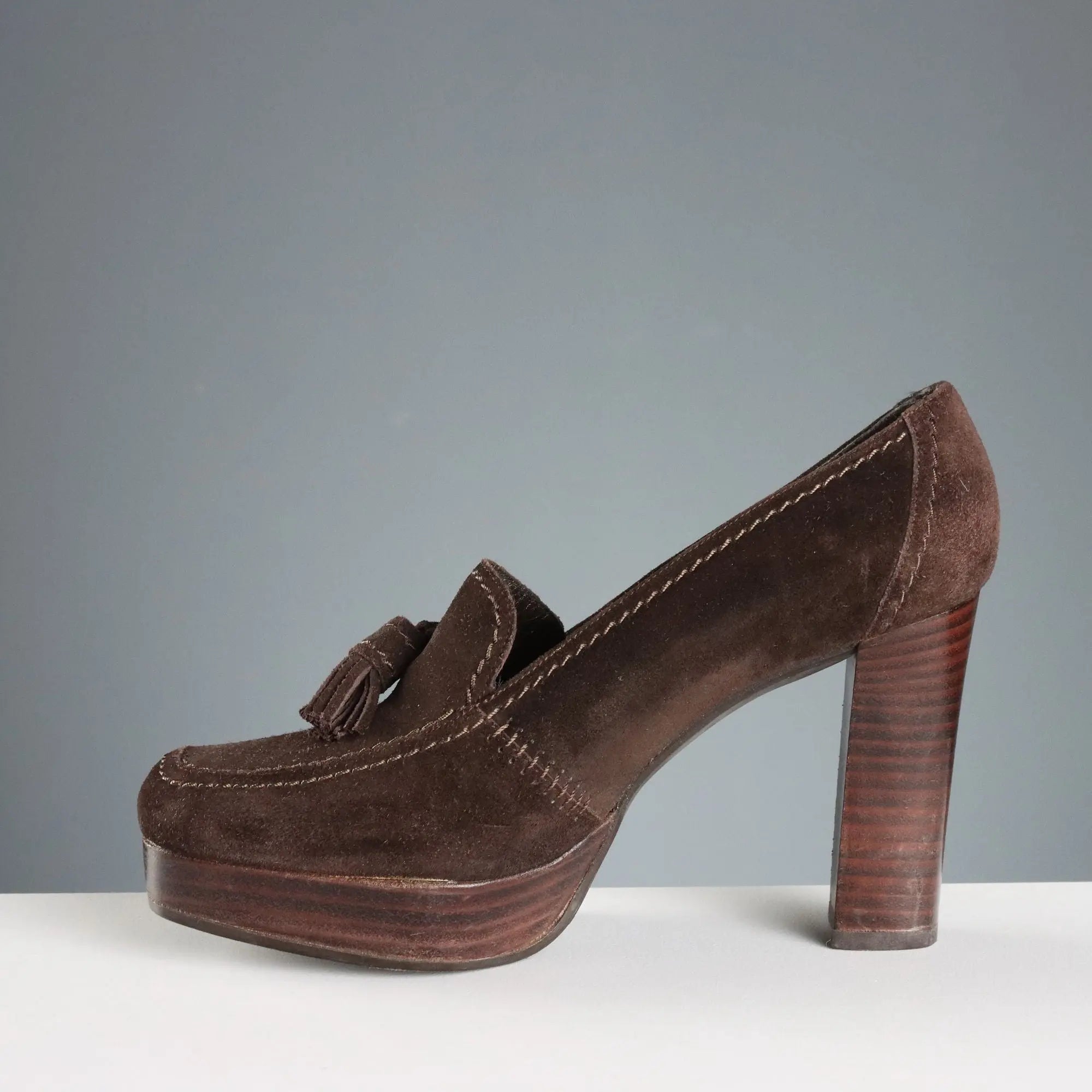 Stuart Weitzman Mocassins Vintage Suede Leather UK Size 3,5 1990s