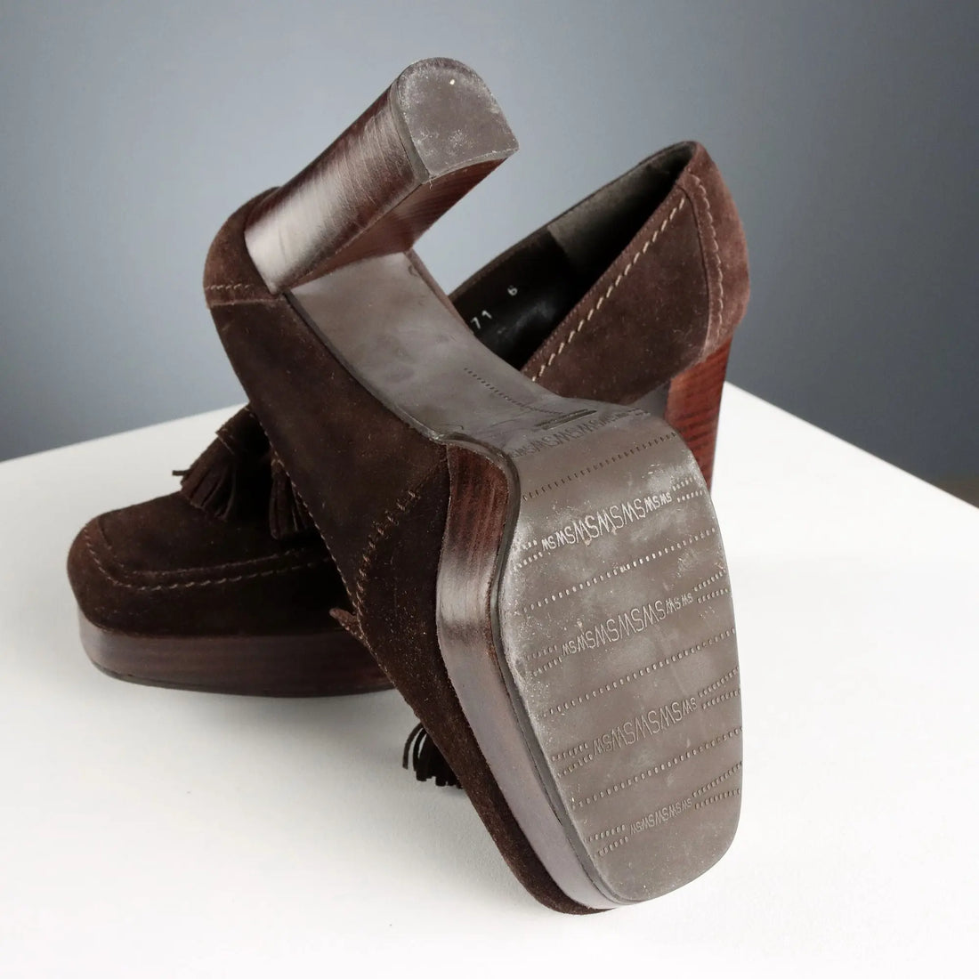Stuart Weitzman Mocassins Vintage Suede Leather UK Size 3,5 1990s