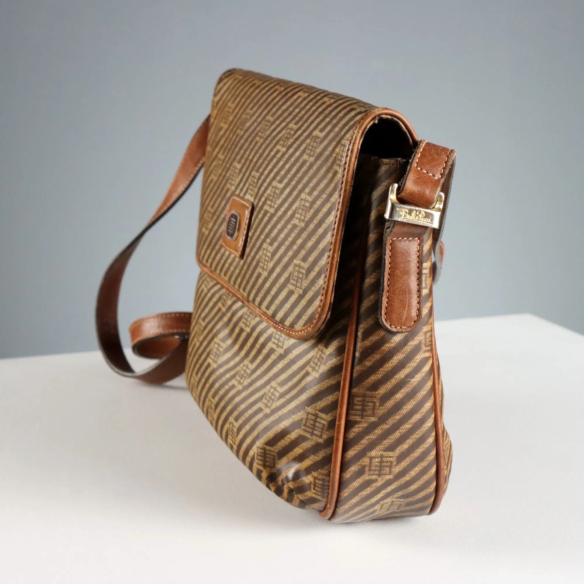 Emilio Pucci Vintage Bag Oil Cloth Leather Italy 1970s-1980s