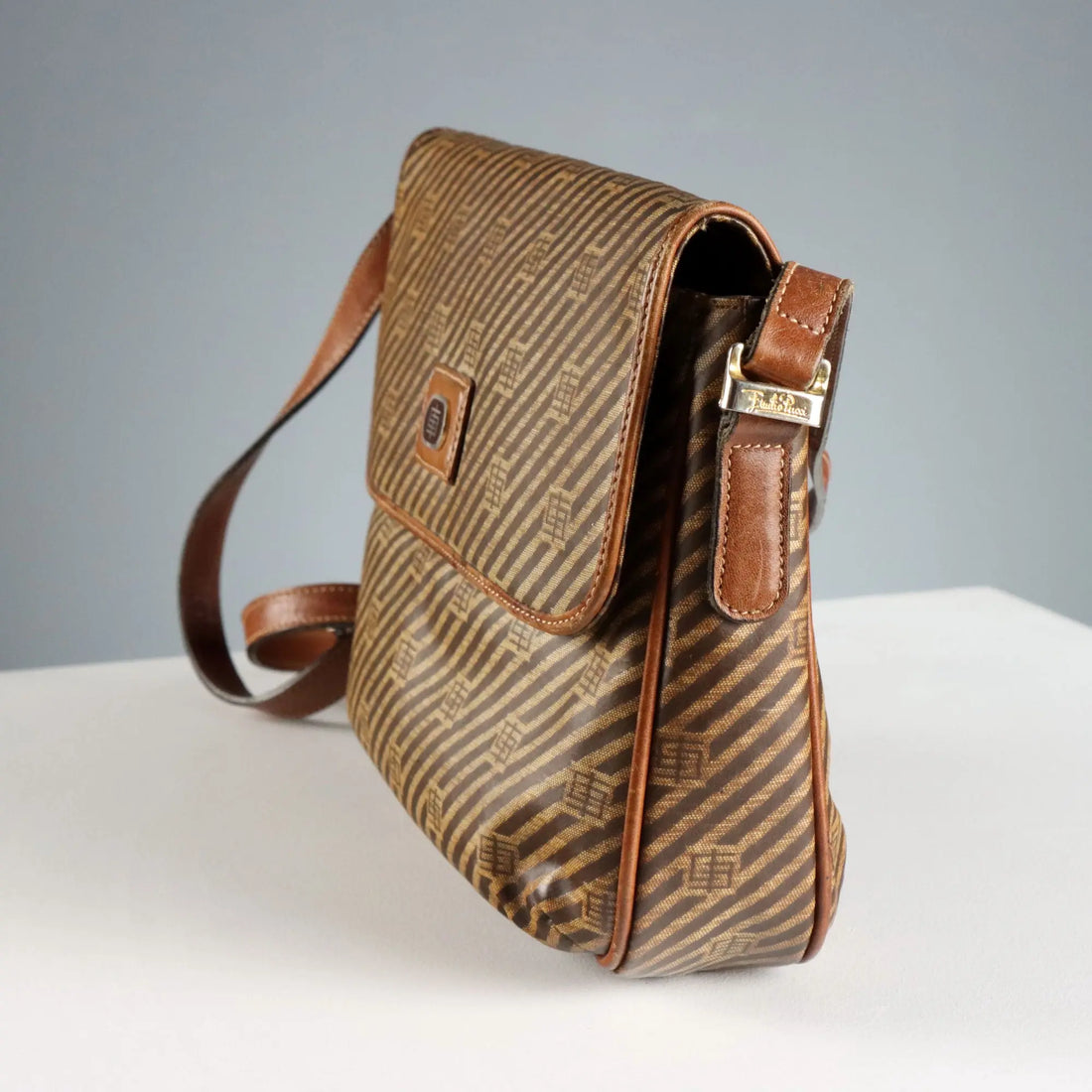 Emilio Pucci Vintage Bag Oil Cloth Leather Italy 1970s-1980s
